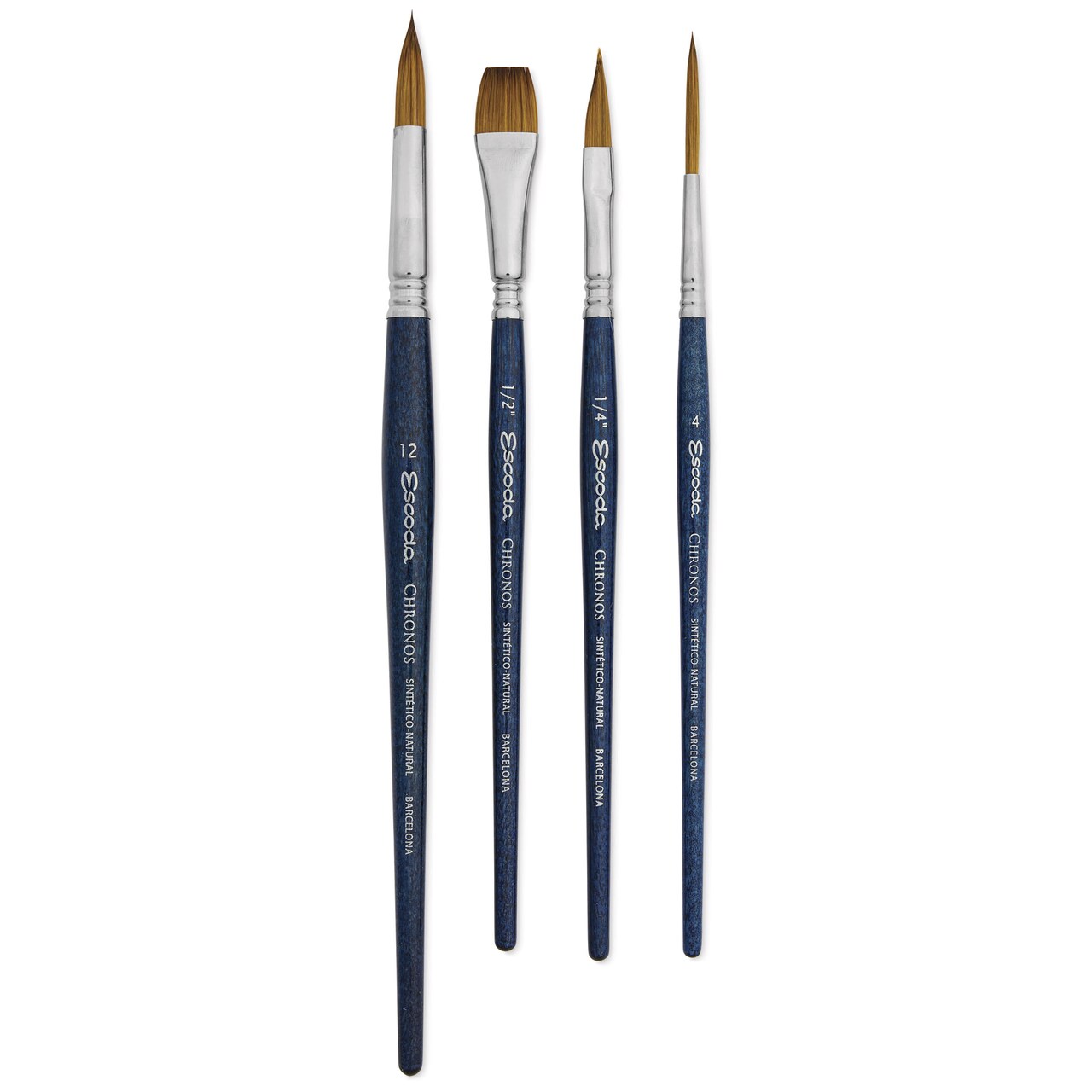 Escoda Chronos Synthetic Brushes - Series 8910 Assorted, Set of 4, Short Handle